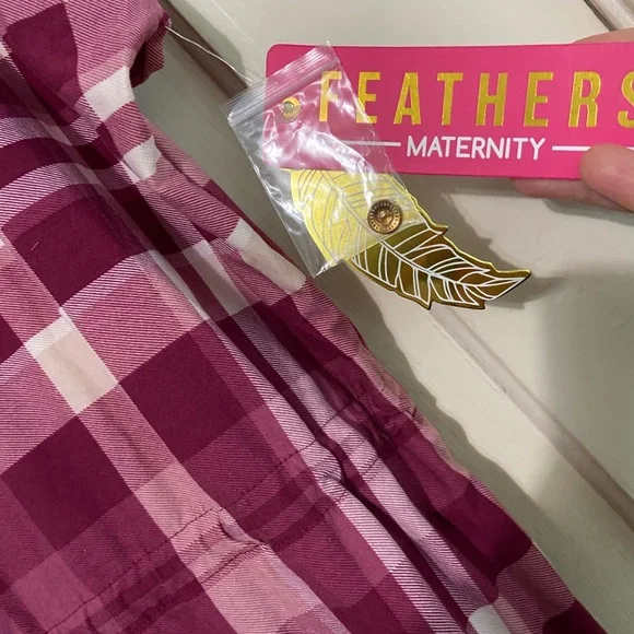 Feathers Maternity plaid short sleeves shirt dress  1X - Picture 6 of 10